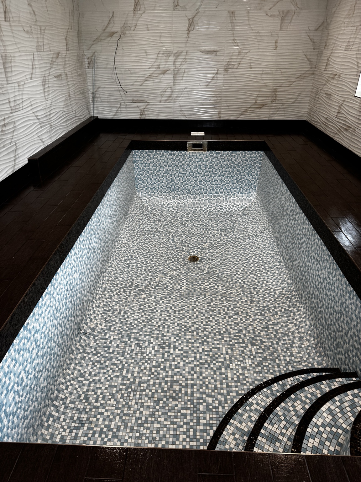 Detailed mosaic swimming pool installation